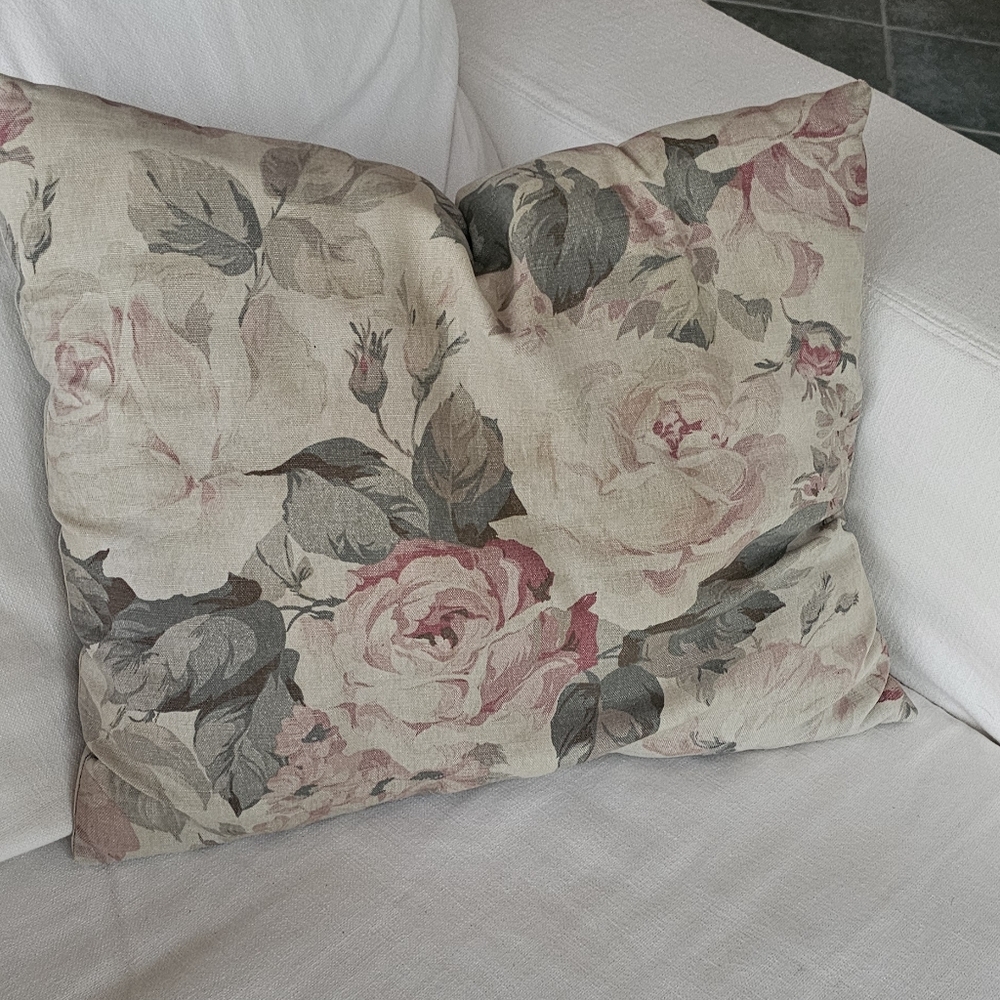 Custom chabby chic floral throw pillow high-end fabric 21" X 17"